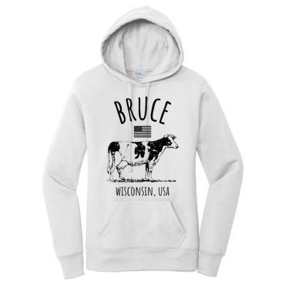 Bruce Wisconsin Usa Retro Cow Vintage Women's Pullover Hoodie