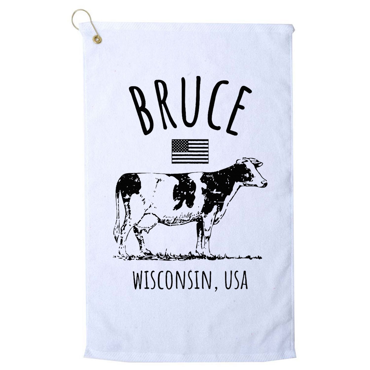 Bruce Wisconsin Usa Retro Cow Vintage Golf Towel