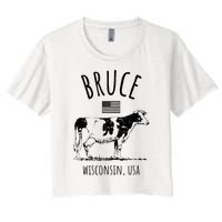 Bruce Wisconsin Usa Retro Cow Vintage Women's Crop Top Tee