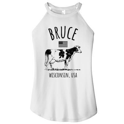 Bruce Wisconsin Usa Retro Cow Vintage Women's Perfect Tri Rocker Tank