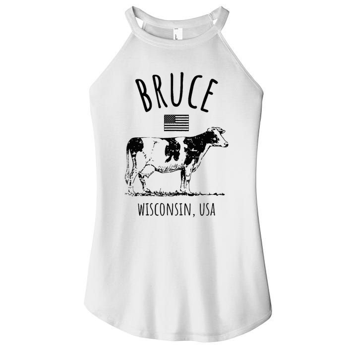 Bruce Wisconsin Usa Retro Cow Vintage Women's Perfect Tri Rocker Tank