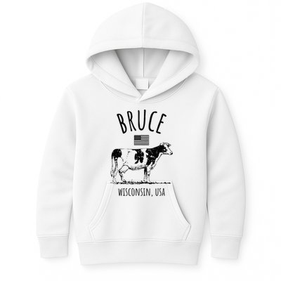 Bruce Wisconsin Usa Retro Cow Vintage Kids Hoodie