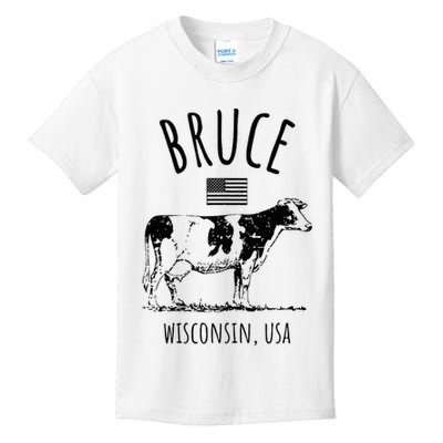 Bruce Wisconsin Usa Retro Cow Vintage Kids T-Shirt