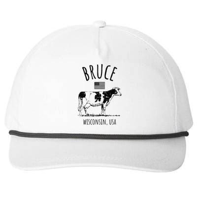 Bruce Wisconsin Usa Retro Cow Vintage Snapback Five-Panel Rope Hat