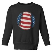 Baseball with US american flag for patriotic baseballer Toddler Sweatshirt