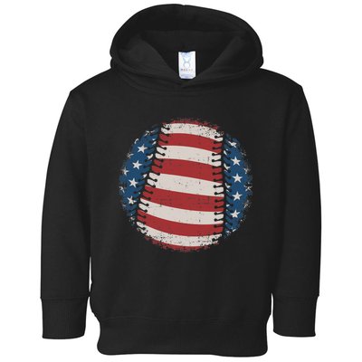 Baseball with US american flag for patriotic baseballer Toddler Hoodie