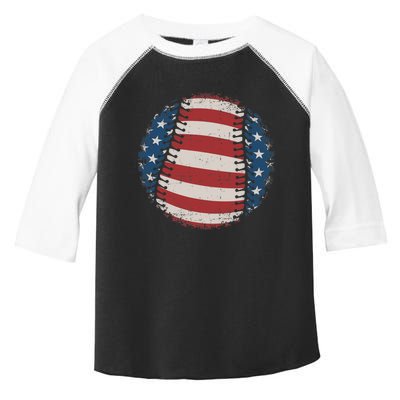 Baseball with US american flag for patriotic baseballer Toddler Fine Jersey T-Shirt