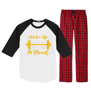 Backprint Wake Up Beauty Its Time To Beast Gift Raglan Sleeve Pajama Set