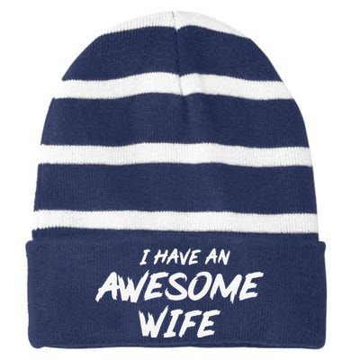 Best Wife Valentine's Day Striped Beanie with Solid Band