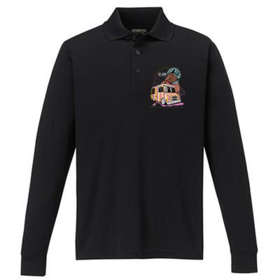 Big Worms Vintage Ice Cream Funny Design Performance Long Sleeve Polo