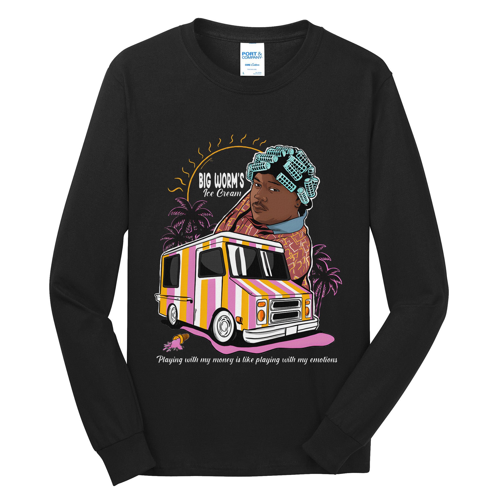 Big Worms Vintage Ice Cream Funny Design Tall Long Sleeve T-Shirt
