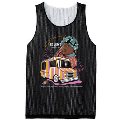 Big Worms Vintage Ice Cream Funny Design Mesh Reversible Basketball Jersey Tank