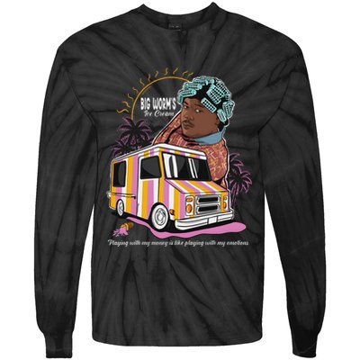 Big Worms Vintage Ice Cream Funny Design Tie-Dye Long Sleeve Shirt