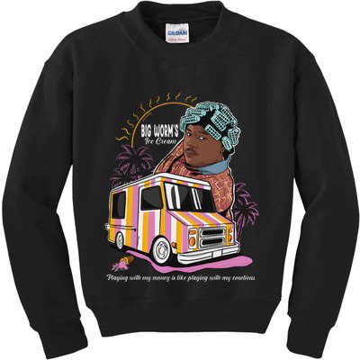 Big Worms Vintage Ice Cream Funny Design Kids Sweatshirt