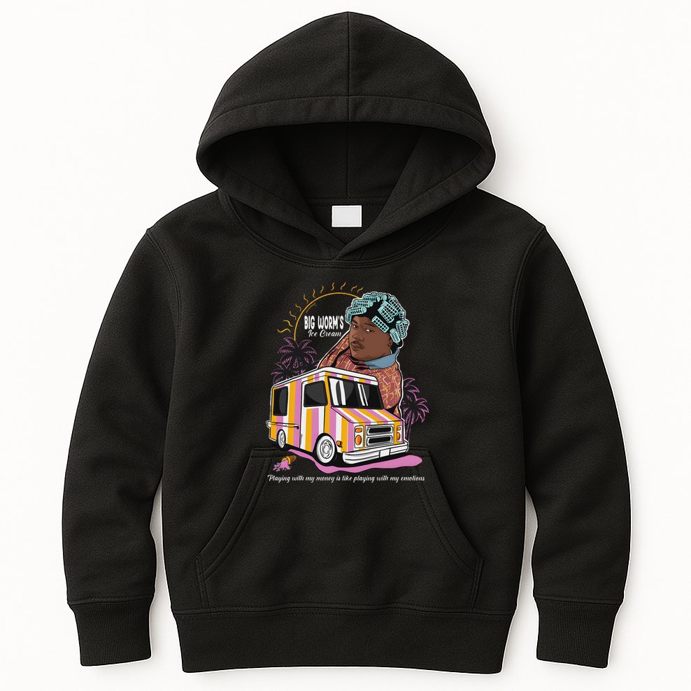 Big Worms Vintage Ice Cream Funny Design Kids Hoodie