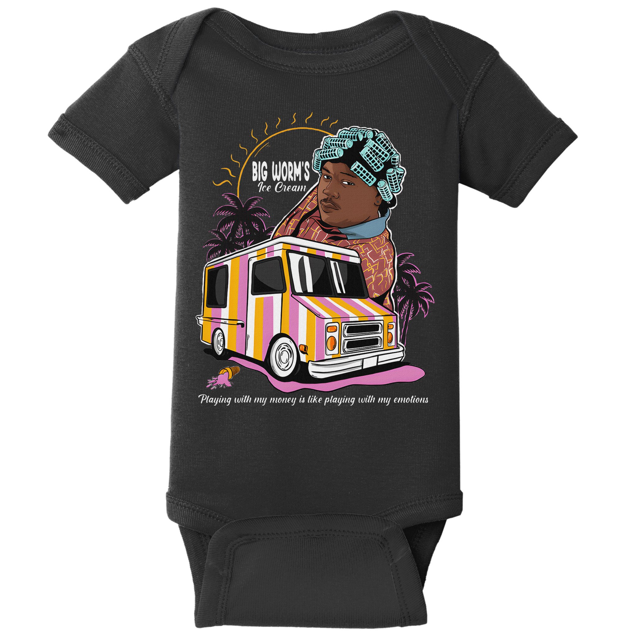Big Worms Vintage Funny Ice Cream What Chu Want Baby Bodysuit
