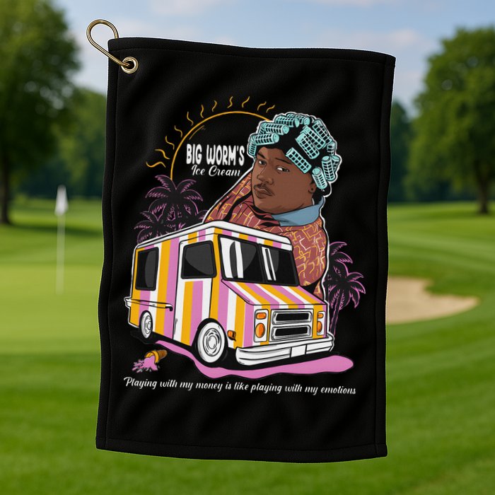 Big Worms Vintage Funny Ice Cream What Chu Want Golf Towel