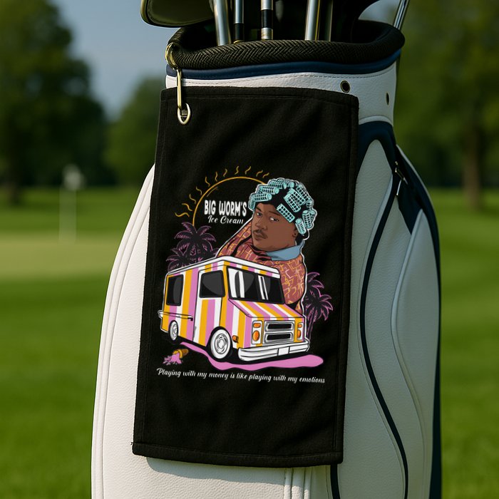 Big Worms Vintage Funny Ice Cream What Chu Want Golf Towel