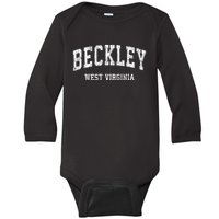 Beckley West Virginia Wv Vintage Varsity Sports Design Baby Long Sleeve Bodysuit