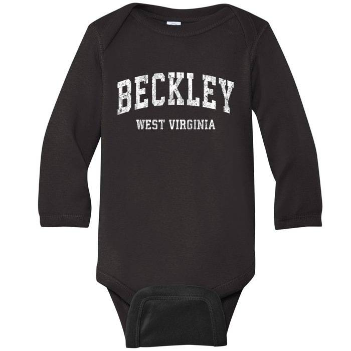 Beckley West Virginia Wv Vintage Varsity Sports Design Baby Long Sleeve Bodysuit