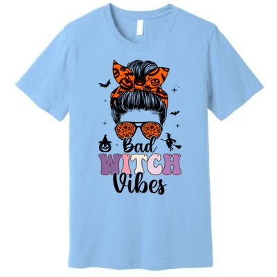 Bad Witch Vibes Halloween Spooky Season Messy Bun Gift Premium T-Shirt