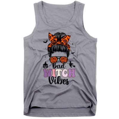 Bad Witch Vibes Halloween Spooky Season Messy Bun Gift Tank Top