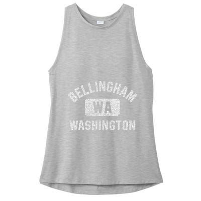Bellingham Wa Washington Gym Style Distressed White Print Ladies PosiCharge Tri-Blend Wicking Tank