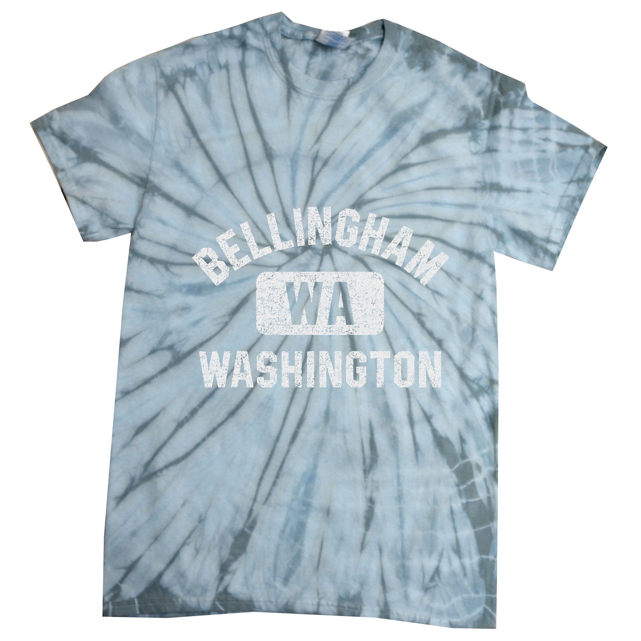 Bellingham Wa Washington Gym Style Distressed White Print Tie-Dye T-Shirt