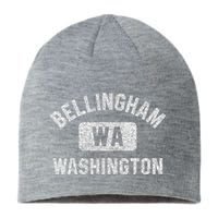 Bellingham Wa Washington Gym Style Distressed White Print Sustainable Beanie