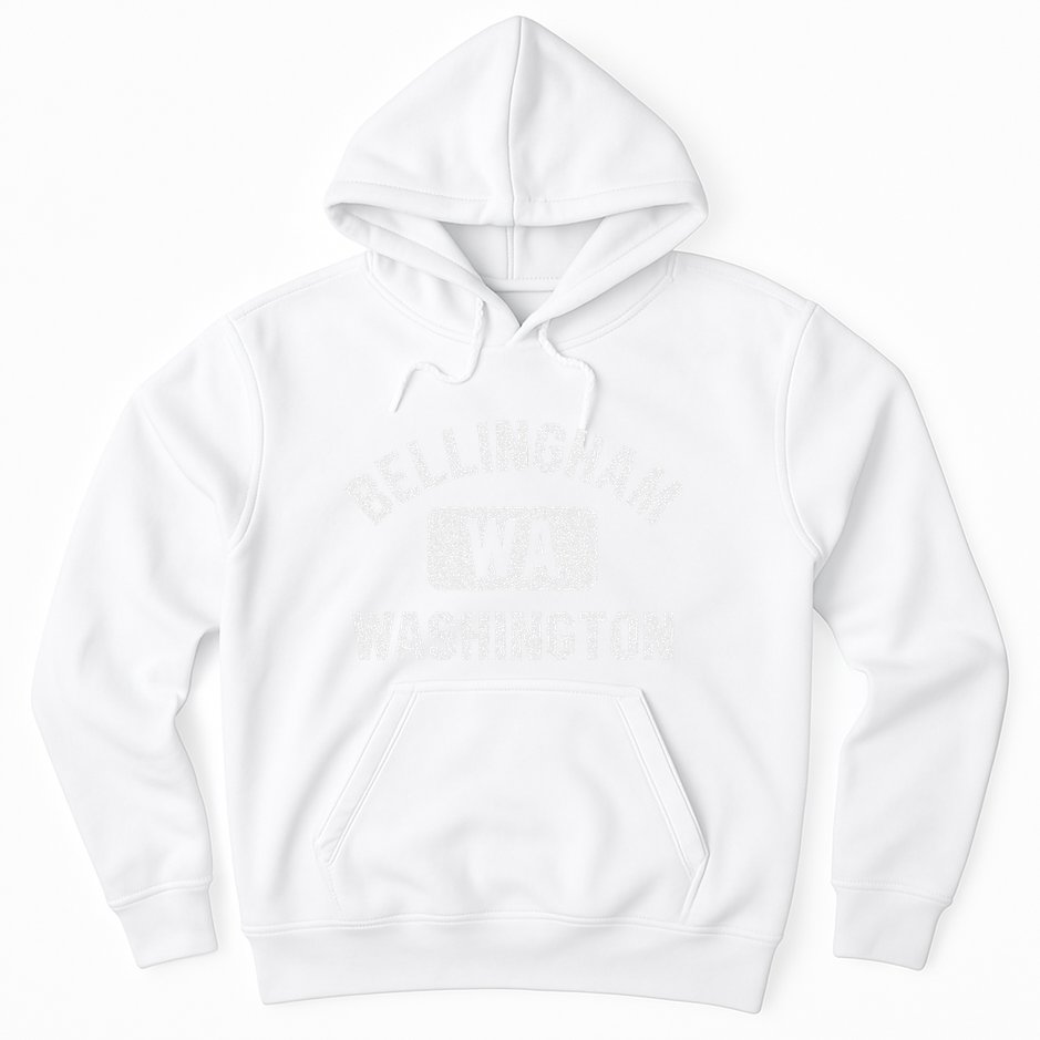 Bellingham Wa Washington Gym Style Distressed White Print Hoodie