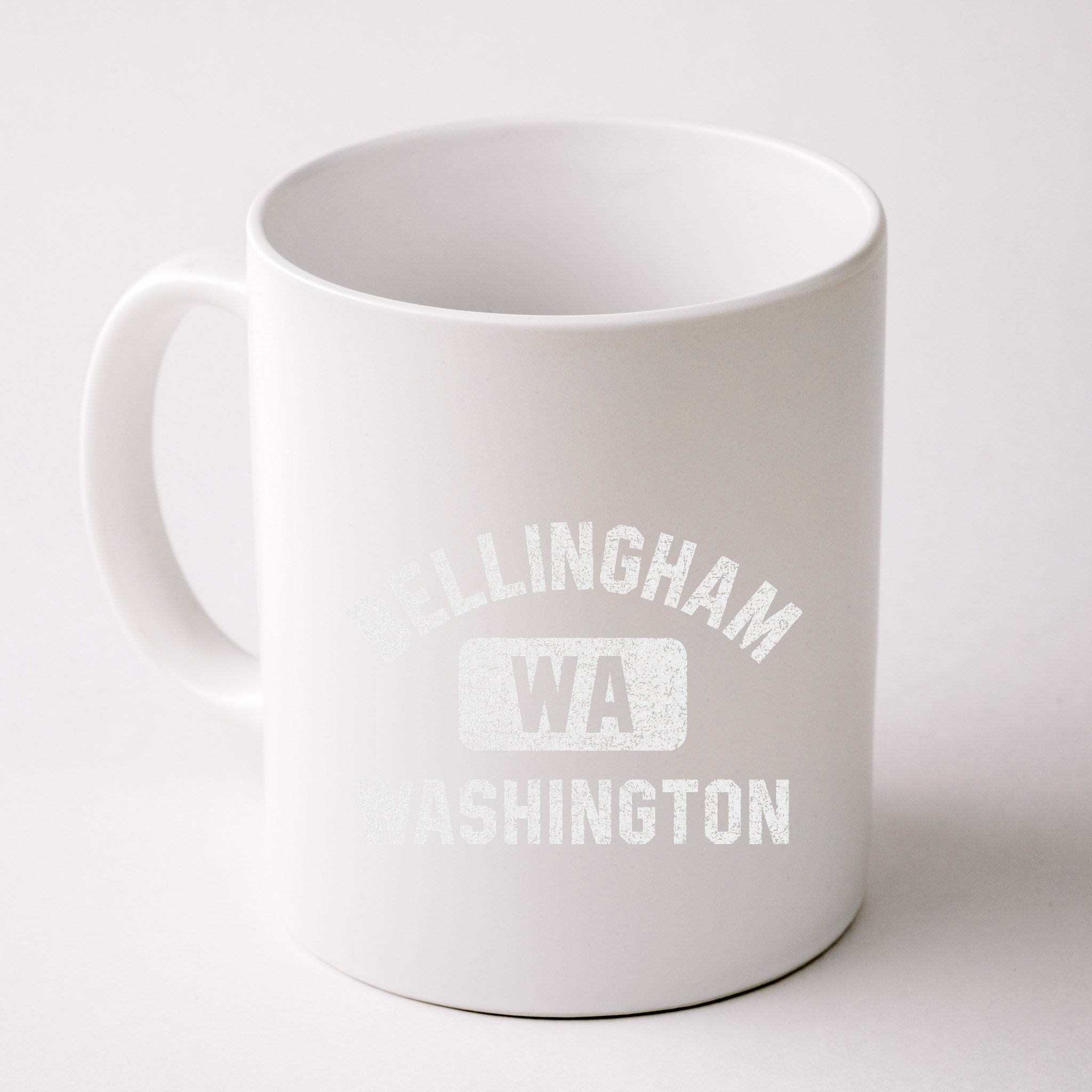 Bellingham Wa Washington Gym Style Distressed White Print Mug