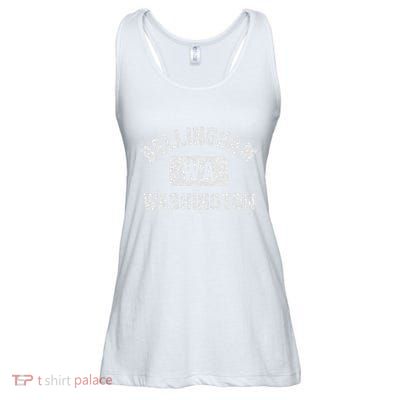 Bellingham Wa Washington Gym Style Distressed White Print Ladies Essential Flowy Tank