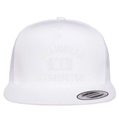 Bellingham Wa Washington Gym Style Distressed White Print Flatbill Hat