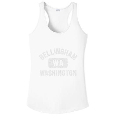 Bellingham Wa Washington Gym Style Distressed White Print Ladies PosiCharge Competitor Racerback Tank
