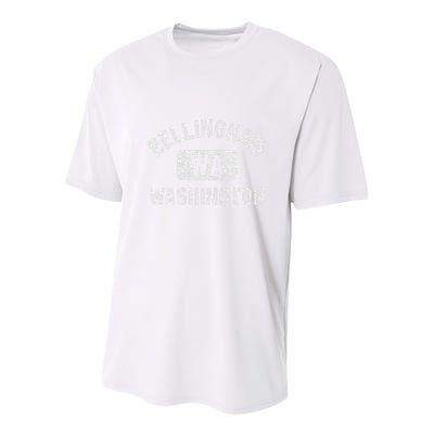 Bellingham Wa Washington Gym Style Distressed White Print Youth Performance Sprint T-Shirt