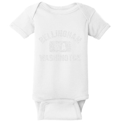 Bellingham Wa Washington Gym Style Distressed White Print Baby Bodysuit