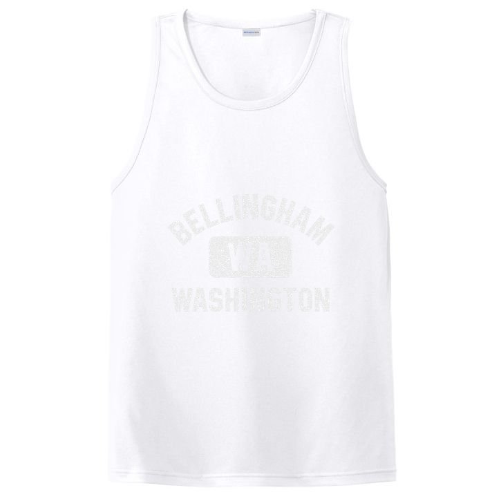 Bellingham Wa Washington Gym Style Distressed White Print PosiCharge Competitor Tank