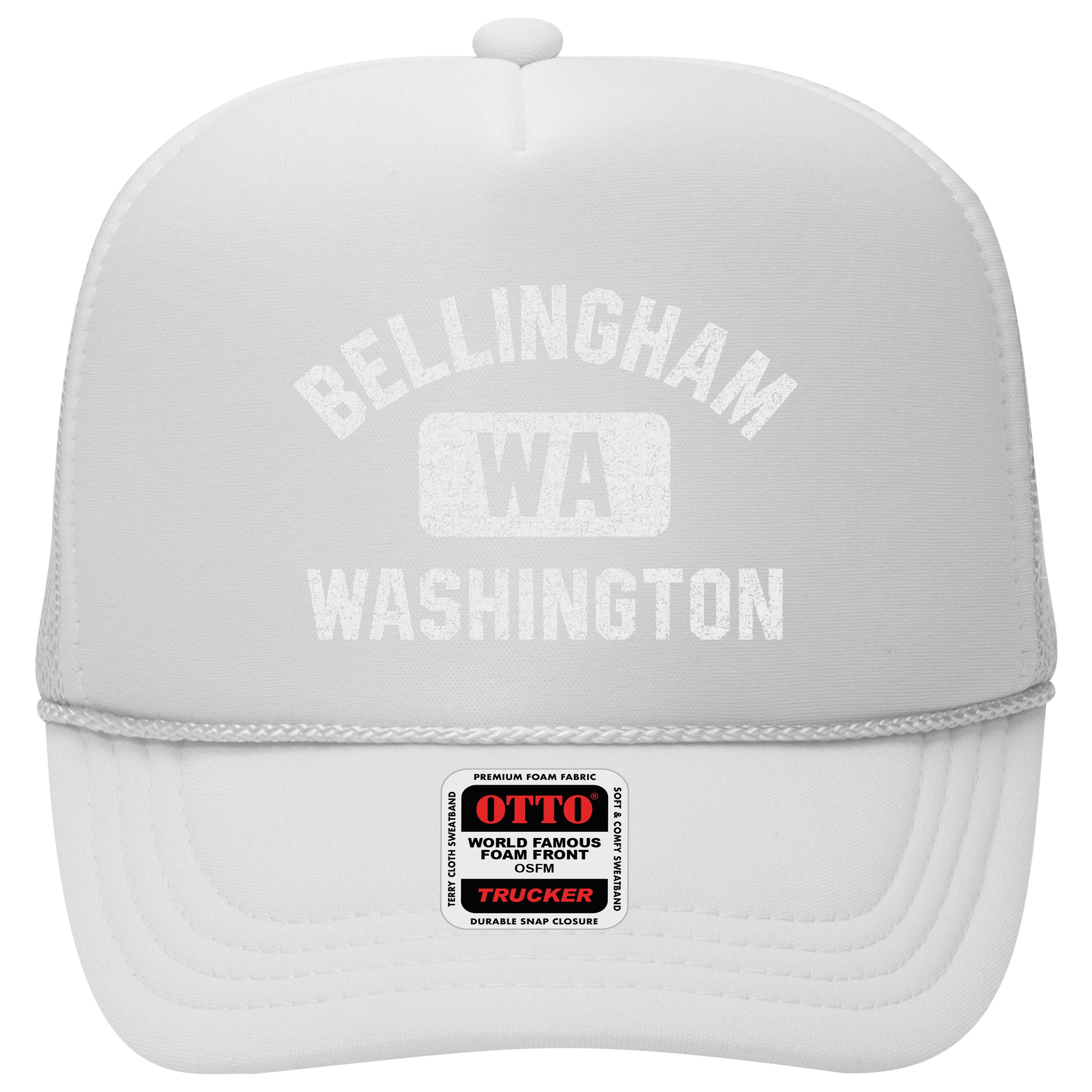 Bellingham Wa Washington Gym Style Distressed White Print Hat