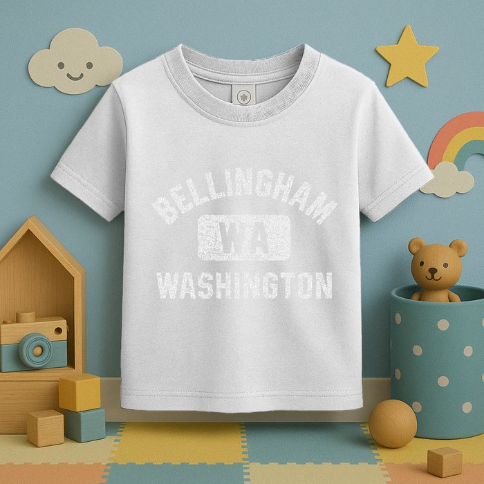 Bellingham Wa Washington Gym Style Distressed White Print Toddler T-Shirt