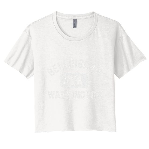 Bellingham Wa Washington Gym Style Distressed White Print Crop Top