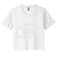 Bellingham Wa Washington Gym Style Distressed White Print Crop Top