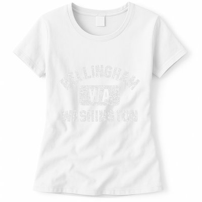 Bellingham Wa Washington Gym Style Distressed White Print Womens T-Shirt
