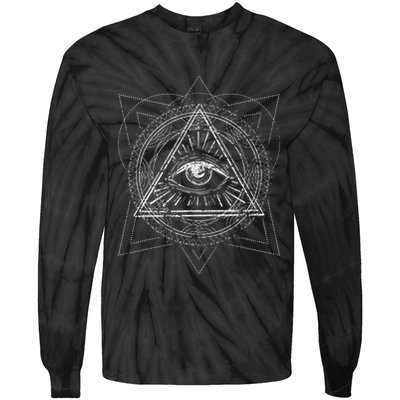 Blackcraft Wiccan Witch Sacred Geometry Eye Occult Tie-Dye Long Sleeve Shirt
