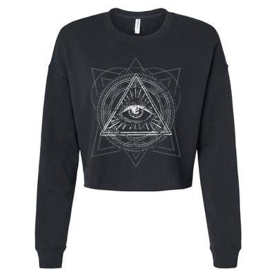 Blackcraft Wiccan Witch Sacred Geometry Eye Occult Cropped Pullover Crew