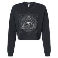 Blackcraft Wiccan Witch Sacred Geometry Eye Occult Cropped Pullover Crew