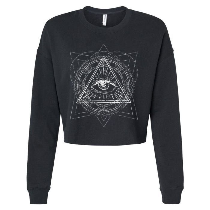 Blackcraft Wiccan Witch Sacred Geometry Eye Occult Cropped Pullover Crew