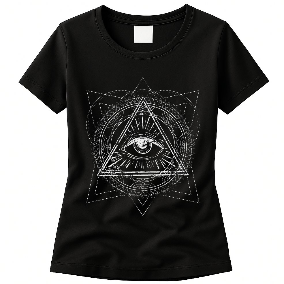Blackcraft Wiccan Witch Sacred Geometry Eye Occult Womens T-Shirt