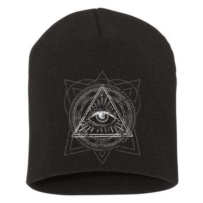 Blackcraft Wiccan Witch Sacred Geometry Eye Occult Short Acrylic Beanie
