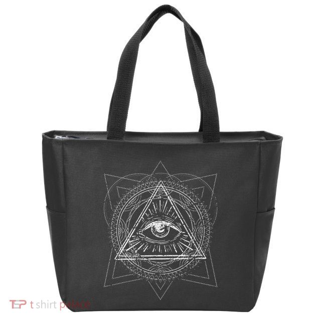 Blackcraft Wiccan Witch Sacred Geometry Eye Occult Zip Tote Bag
