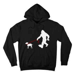 Bigfoot Walking With Bull Terrier Dog Hoodie